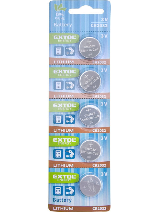 Lithium Batteries 3v Extol 5 Pcs 20x3.2mm 42050
