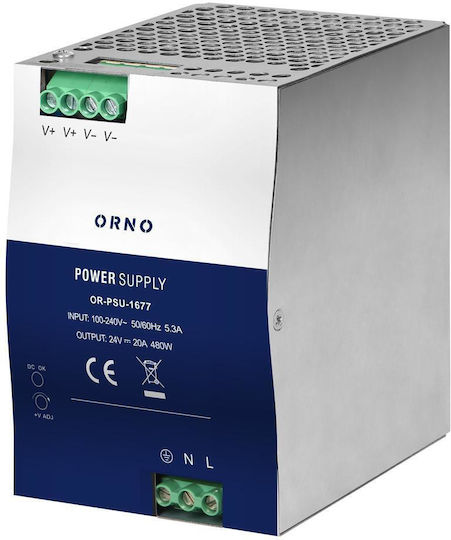 Orno Тръбнохранителен блок с изход 24V и мощност 480W 20Спецификация