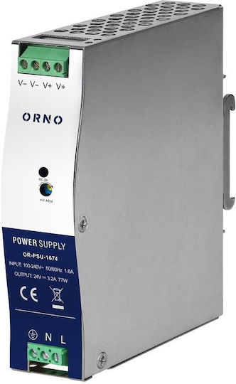 Orno DIN Rail Power Supply 3.2A/24V/77W