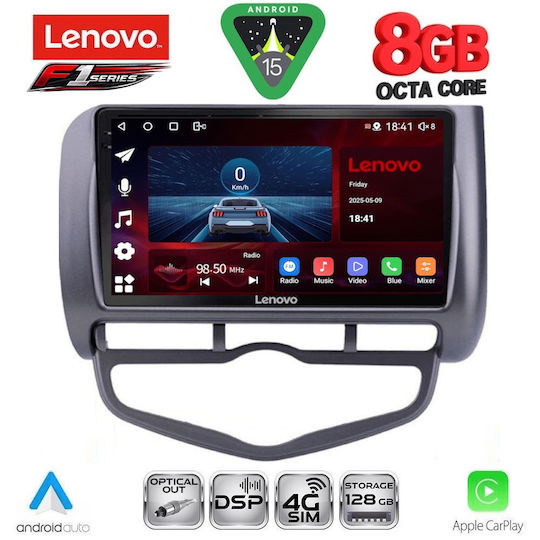 Lenovo Car Audio System for Honda Jazz 2002-2008 with Clima (Bluetooth/USB/WiFi/GPS/Apple-Carplay/Android-Auto) with Touch Screen 9"