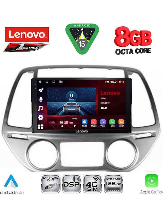 Lenovo Car Audio System for Hyundai i20 2008-2012 with Clima (Bluetooth/USB/WiFi/GPS/Apple-Carplay/Android-Auto) with Touch Screen 9"