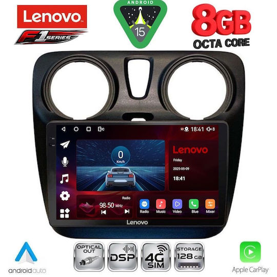 Lenovo Ηχοσύστημα Αυτοκινήτου για Dacia Dokker 2012-2022 (Bluetooth/USB/WiFi/GPS/Apple-Carplay/Android-Auto) με Οθόνη Αφής 9"