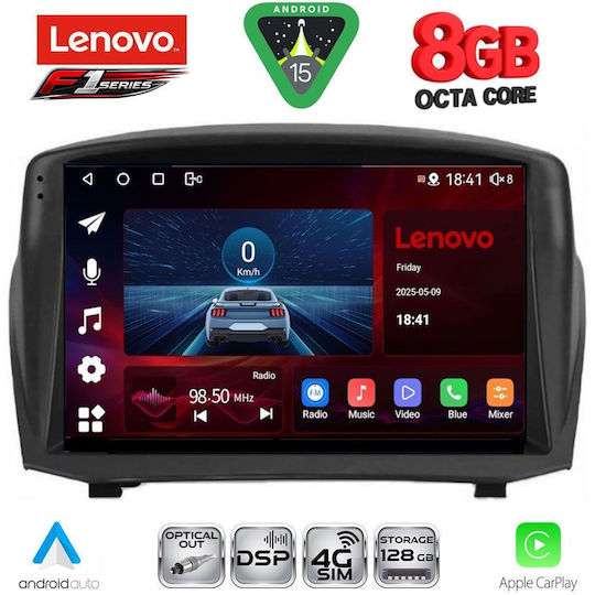 Lenovo Car Audio System for Ford Fiesta 2008-2017 (Bluetooth/USB/WiFi/GPS/Apple-Carplay/Android-Auto) with Touch Screen 9"