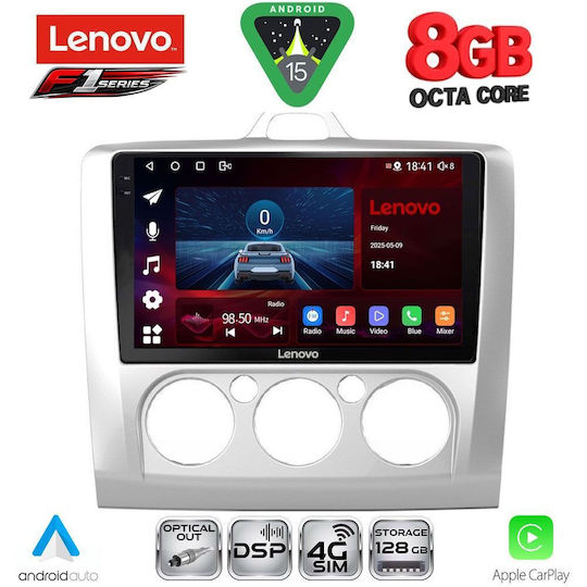 Lenovo Ηχοσύστημα Αυτοκινήτου για Ford Focus 2005-2012 με A/C (Bluetooth/USB/WiFi/GPS/Apple-Carplay/Android-Auto) με Οθόνη Αφής 9"