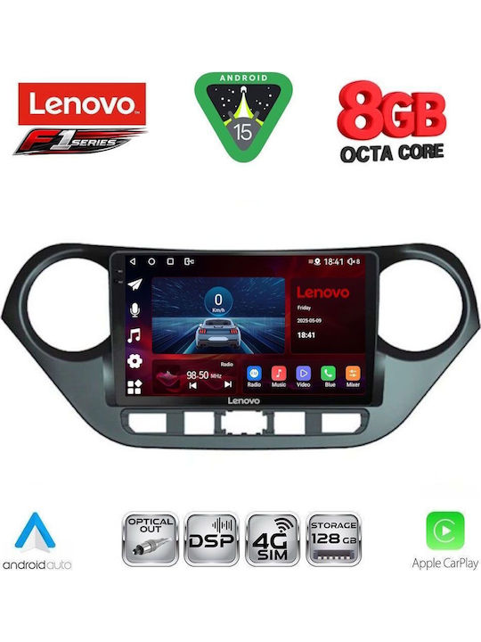 Lenovo Car Audio System for Hyundai i10 2014-2020 (Bluetooth/USB/WiFi/GPS/Apple-Carplay/Android-Auto) with Touch Screen 9"