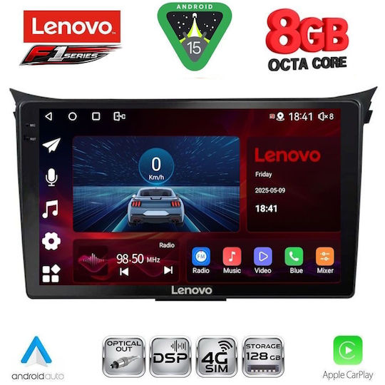 Lenovo Ηχοσύστημα Αυτοκινήτου για Hyundai i30 2012-2017 (Bluetooth/USB/WiFi/GPS/Apple-Carplay/Android-Auto) με Οθόνη Αφής 9"