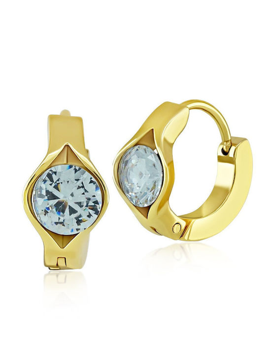 Bijou Box Earrings Hoops made of Steel Gold Plated with Stones