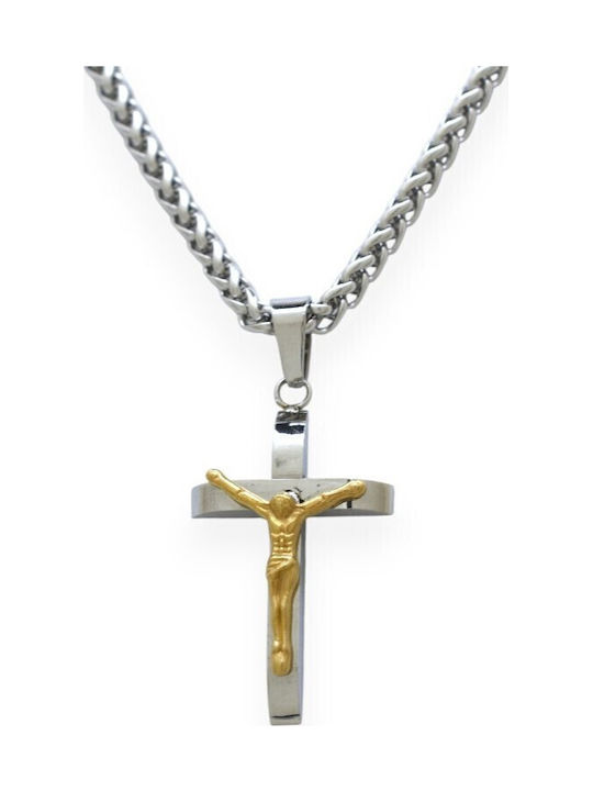 Goldjewels Men's Cross from Steel with Chain