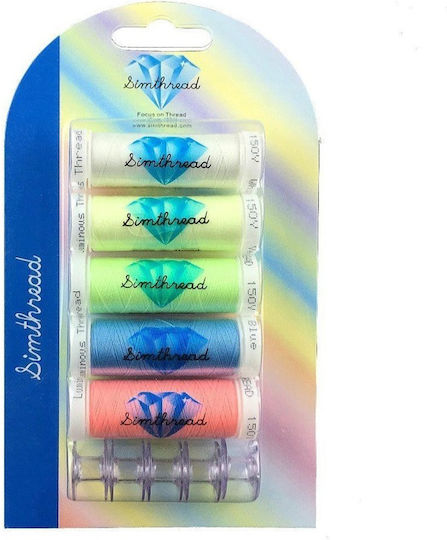 Embroidery Thread Set 5 Spools 137 M Fluorescent Colors