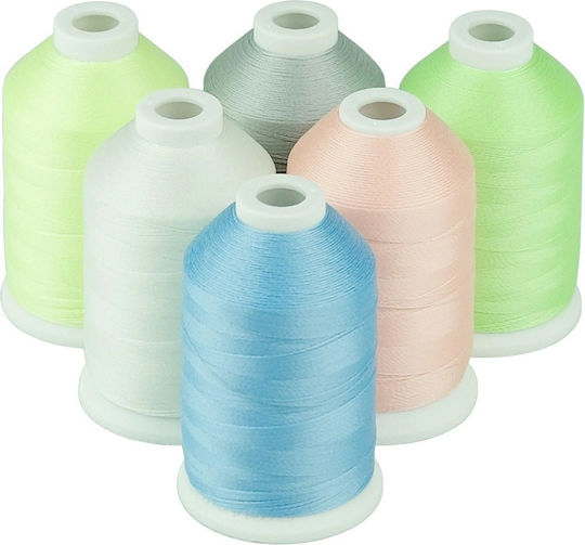 Embroidery Thread Set 6 Spools 1000 M Fluorescent Colors