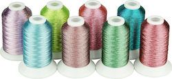 Set De Fire De Broderie 8 Bobine 500 M Culori Metalice Candy