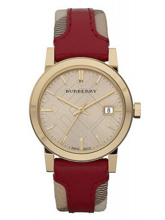 Burberry City Γυναικείο Ρολόι 38mm Μπαταρίας με Δερμάτινο Λουράκι