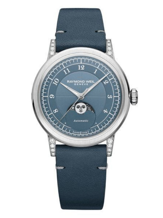 Raymond Weil Γυναικείο Ρολόι 35mm Μπαταρίας με Navy Μπλε Δερμάτινο Λουράκι