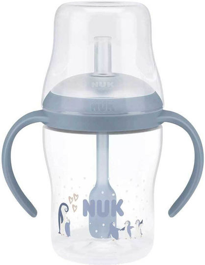 Nuk Baby Cup with Handles and Straw made of Silicone Blue 150ml for 8m+m+