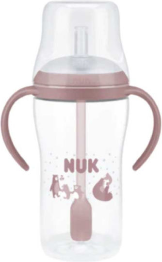 Nuk Baby Cup with Handles and Straw made of Silicone Pink 260ml for 8m+m+