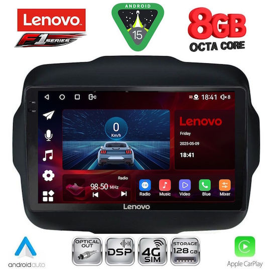 Lenovo Car Audio System for Jeep Renegade 2014-2022 (Bluetooth/USB/WiFi/GPS/Apple-Carplay/Android-Auto) with Touch Screen 9"
