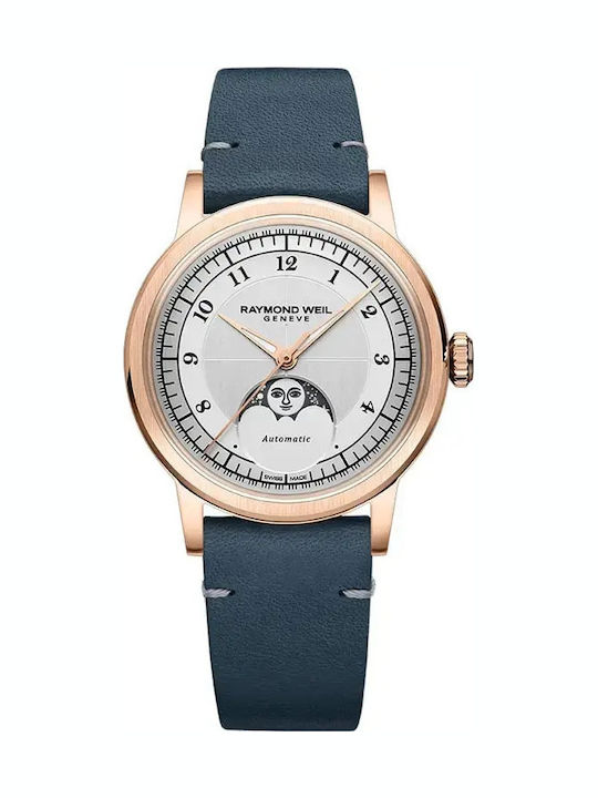 35mm Automatic Women's Watch with Blue Leather Strap