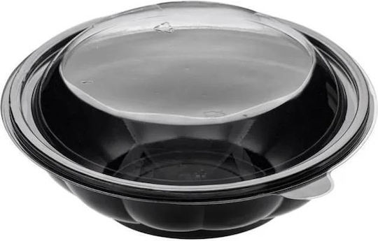Veselă PS 750ml Rotundă Negru Transparent Capac 50 Buc