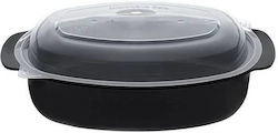 Mikrowellenbehälter 950cc Oval Schwarz Transparent Deckel 50 Stück Mikrowellenbehälter 950cc Oval Schwarz Transparent Deckel 50 Stück