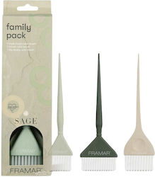 Hair Colouring Brushes Framar Neutral Sage Set 3 Pieces