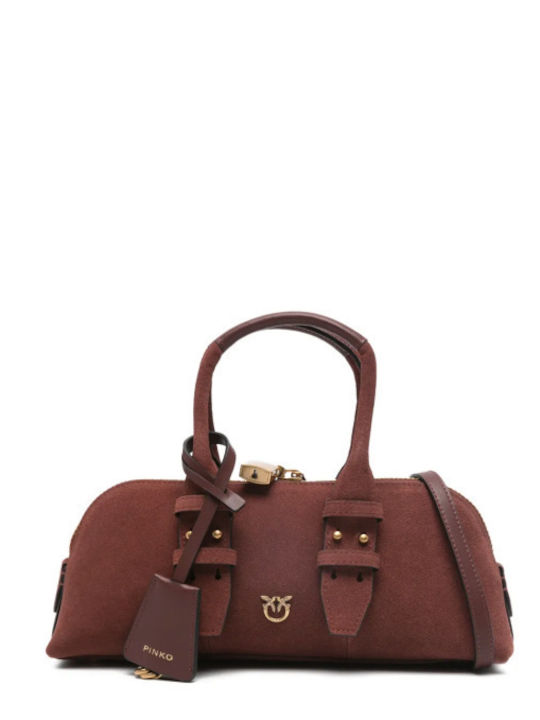 Pinko Baguette Leather Women's Handbag Brown