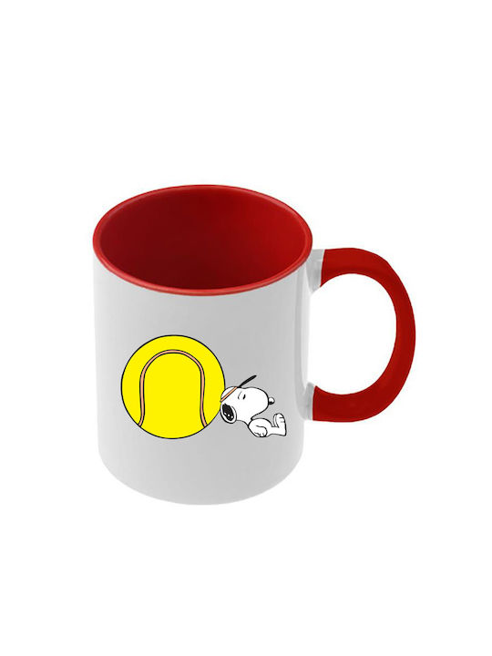 Snoopy Tasse Rote Griff Innenseite