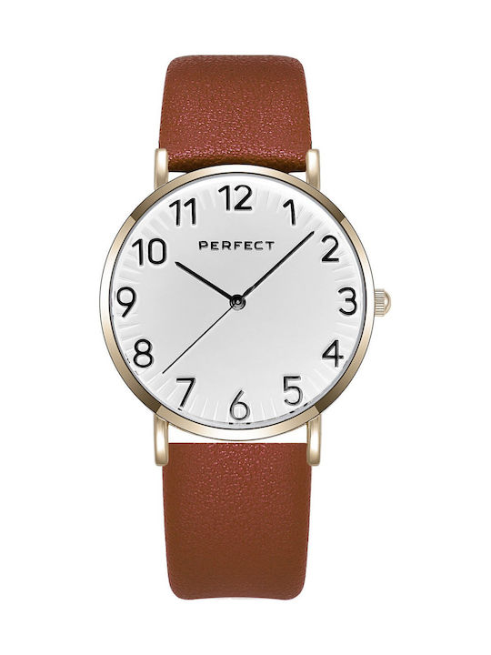 Perfect Дамски Часовник 36mm Кварцов с Кафява К...
