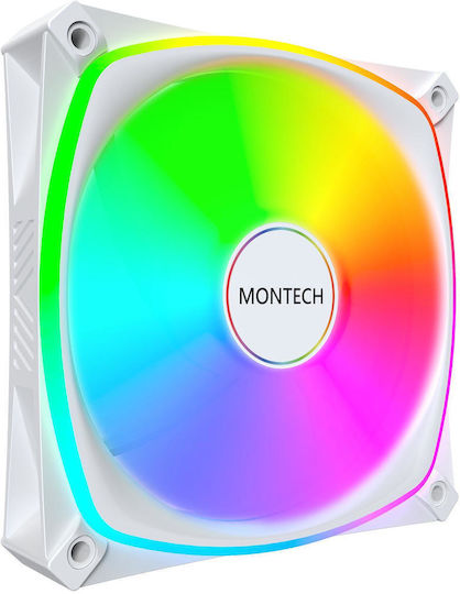 Montech RX120 PRO Umkehrklinge Gehäuselüfter (1760rpm / 72,3cfm) mit RGB-Beleuchtung und Verbindung 4-Pin PWM Weiß