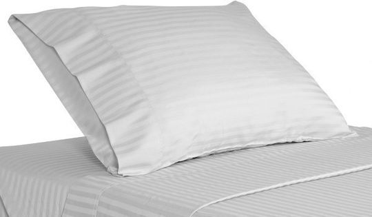 Hotel Sheet 190x300cm 70% Cotton-30% Polyester 240tc Stripe 1cm Polycotton Luxury Line Set 6 Pieces White Fabric 70% Cotton-30% Polyester Oem 5201847001365