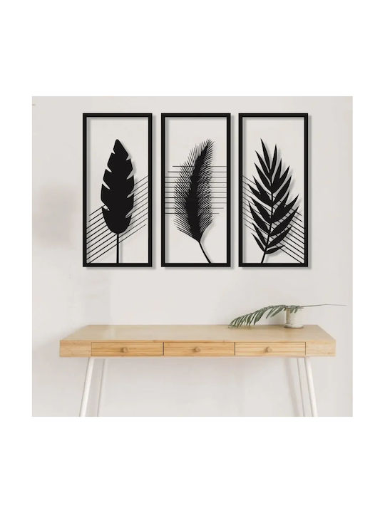 Set of Wooden Wall Signs - Acacia Leaf 3 Pieces 29 x 65 Cm