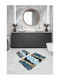Bath Mat Set Blue Marble Gold Details 50 X 50 Cm + 50 X 80 Cm
