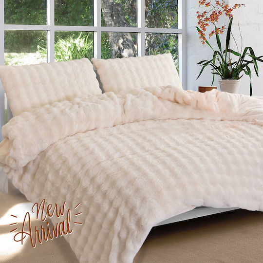 Cosy All Seasons Duvet Cover Set Flannel Single with Pillowcase 160x240 Ecru