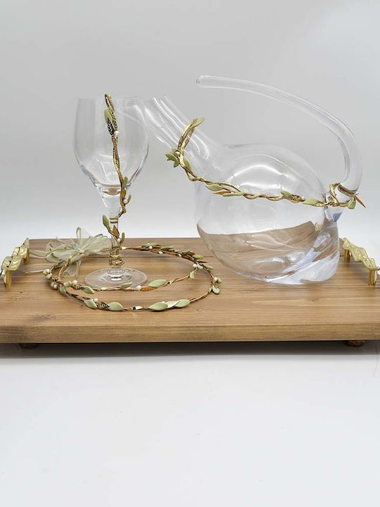 Set Best Man Set Wooden / Gilt / Crystal Gold 3pcs