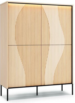 Βιβλιοθήκη με LED Elinolo 101 Δρυς, Μαύρο 112x40x148εκ.