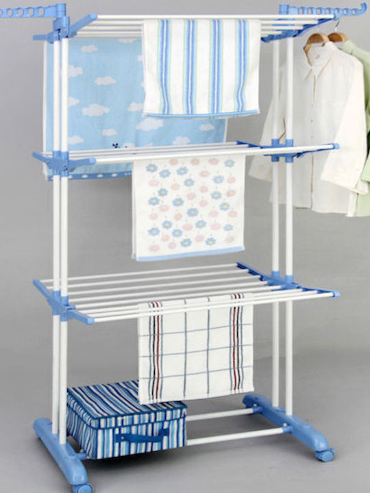 SPV Folding Floor Clothes Drying Rack for Balcony with Wheels