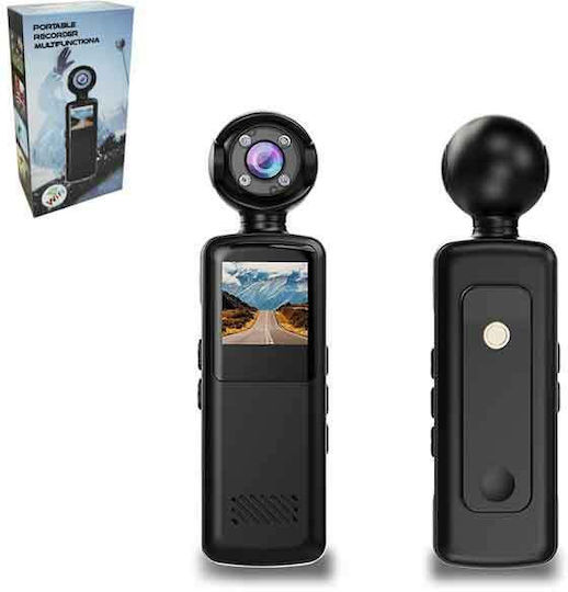 017215 Action Camera Full HD (1080p) με Οθόνη Μαύρη