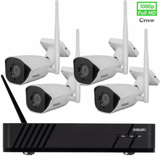 Evolveo Система за наблюдение DET-WNS 4 Камери Безжични Камери IP 1080p
