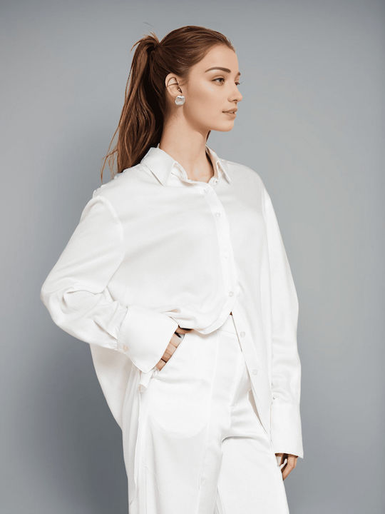 Women's Denim Long Sleeve Shirt Ecru