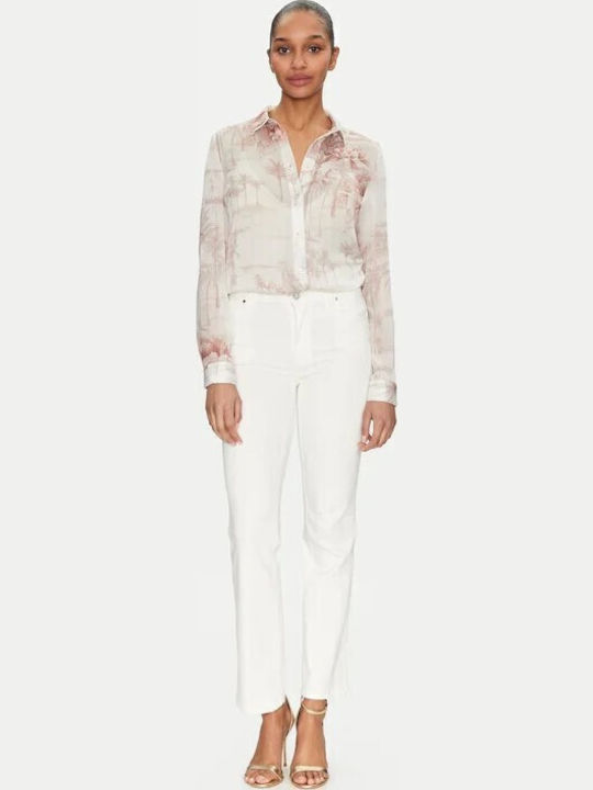Guess Дълъг ръкав Женска Риза Ecru Multicolor