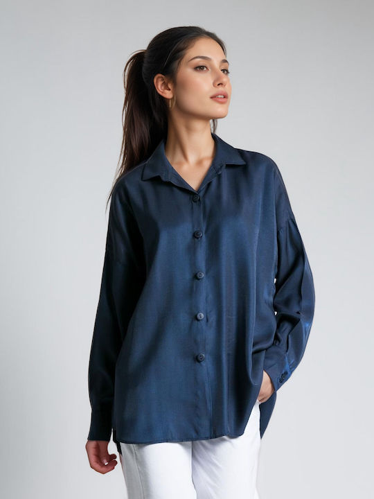 Noobass Langärmelig Damen Hemd Blue