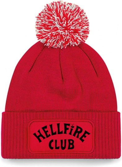 Hellfire Club, Stranger Things Beanie Unisex Beanie with Rib Knit in Red color