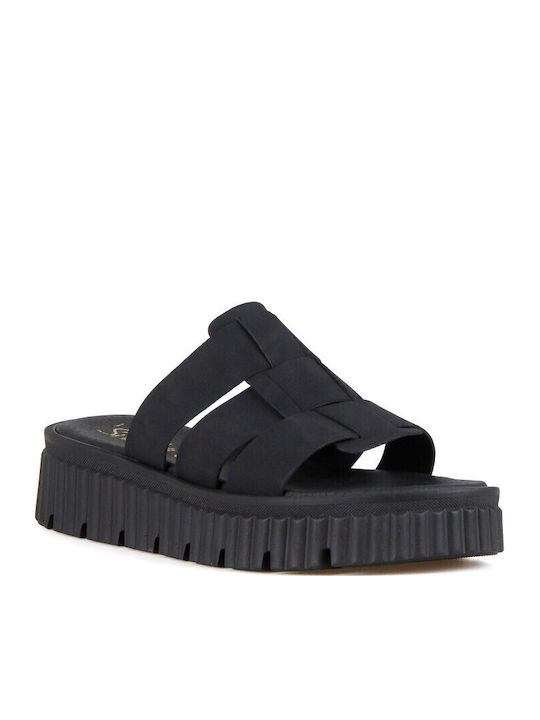 Silia D Кожени Дамски Сандали Flatforms Черни