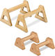 Push-up Handles Set 4 Pieces 2 Large & 2 Small Bamboo Anti-slip Base Natural 10049893