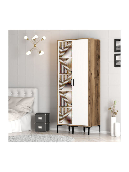 Wardrobe Double Door Walnut White 80x47x201cm