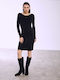 Celestino Damenkleid Mini Ripp Einfarbig Slim Fit Schwarz