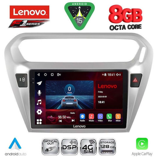 Lenovo Car Audio System for Peugeot 301 Citroen C-Elysee 2013 (Bluetooth/USB/WiFi/GPS/Apple-Carplay/Android-Auto) with Touch Screen 9"