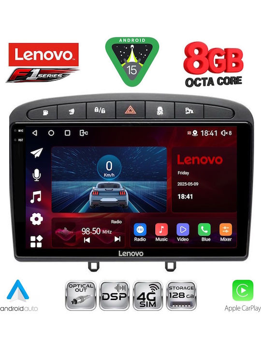 Lenovo Car Audio System for Peugeot 308 / RCZ 2007-2012 (Bluetooth/USB/WiFi/GPS/Apple-Carplay/Android-Auto) with Touch Screen 9"