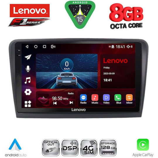 Lenovo Ηχοσύστημα Αυτοκινήτου για Skoda Rapid 2012-2023 (Bluetooth/USB/WiFi/GPS/Apple-Carplay/Android-Auto) με Οθόνη Αφής 9"