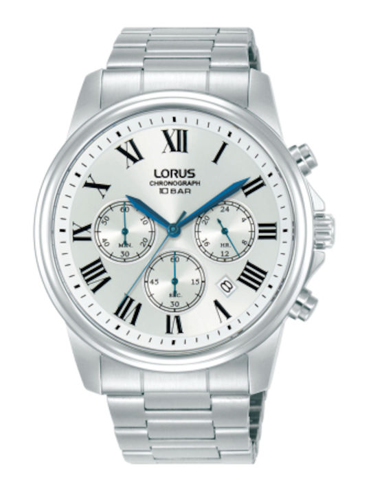 Lorus Classic Ανδρικό Ρολόι Χρονογράφος Μπαταρίας με Ασημί Μεταλλικό Μπρασελέ