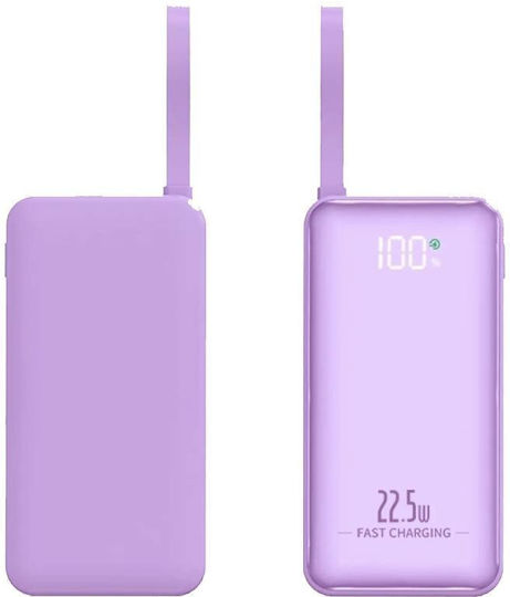 Nine Y369 Power Bank 10000mAh 22.5W με Θύρα USB-A Μωβ